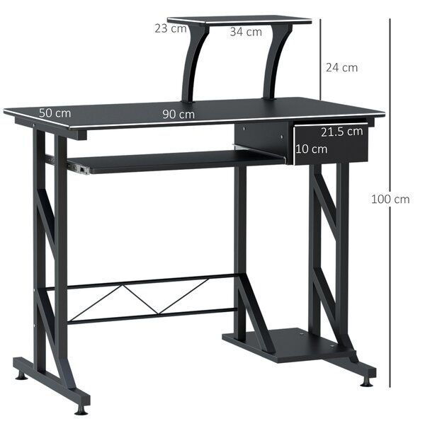 HomCom birou calculator, cu suport glisant,90x50x95 cm | AOSOM RO | Aosom Romania