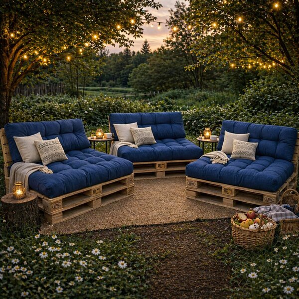 Set perne grădină ”Pallet Soft Seating” (16) + Fata de masa cadou