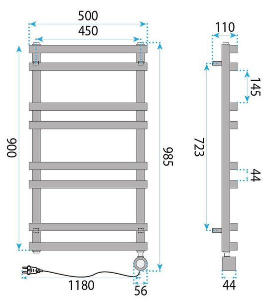 Radiator electric Rea Nori 90x50cm Black
