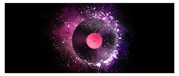Tablou - Disc de vinil roz-violet (120x50 cm)