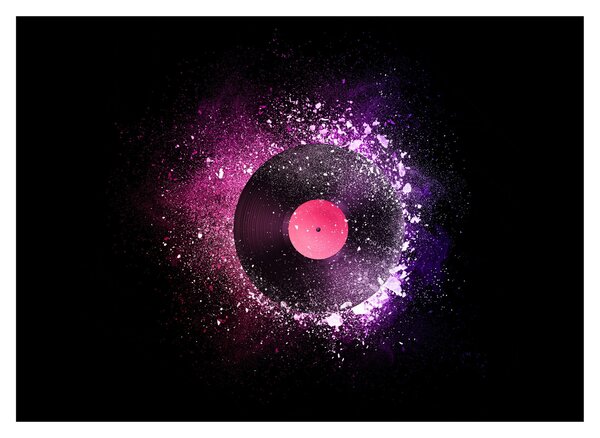 Tablou - Disc de vinil roz-violet (70x50 cm)