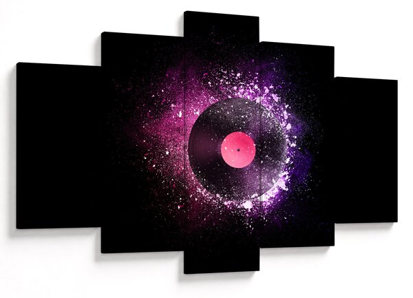 Tablou - Disc de vinil roz-violet (150x105 cm)