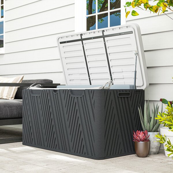 Outsunny Cutie de Depozitare Impermeabilă pentru Exterior cu Capac și Mânere, 115x60x60 cm, Negru | Aosom Romania