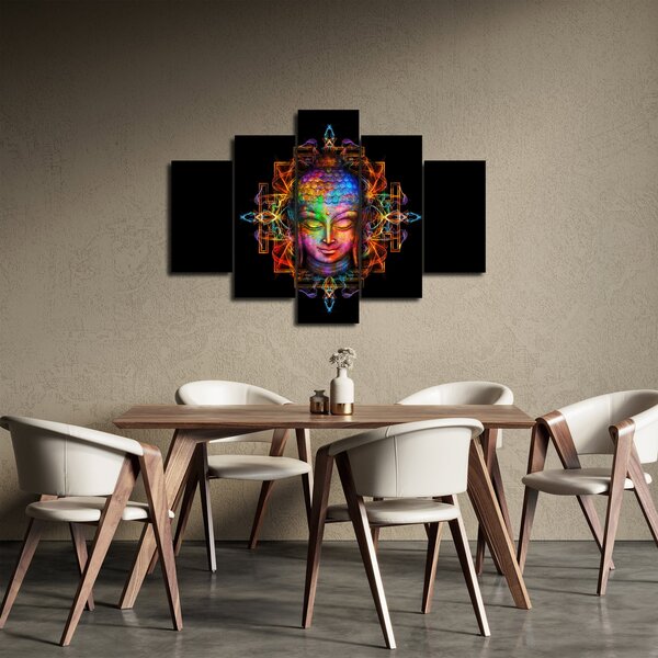 Tablou - Bustul lui Buddha în culori neon (150x105 cm)