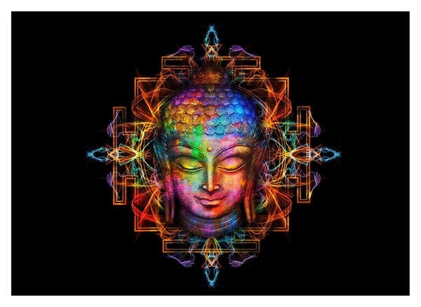 Tablou - Bustul lui Buddha în culori neon (70x50 cm)