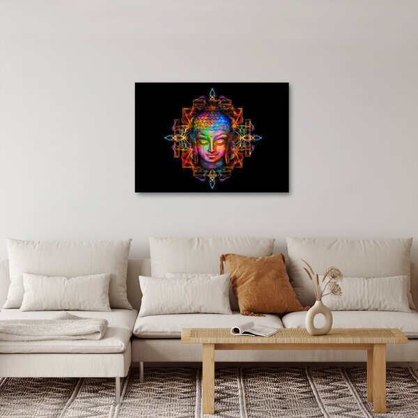 Tablou - Bustul lui Buddha în culori neon (70x50 cm)