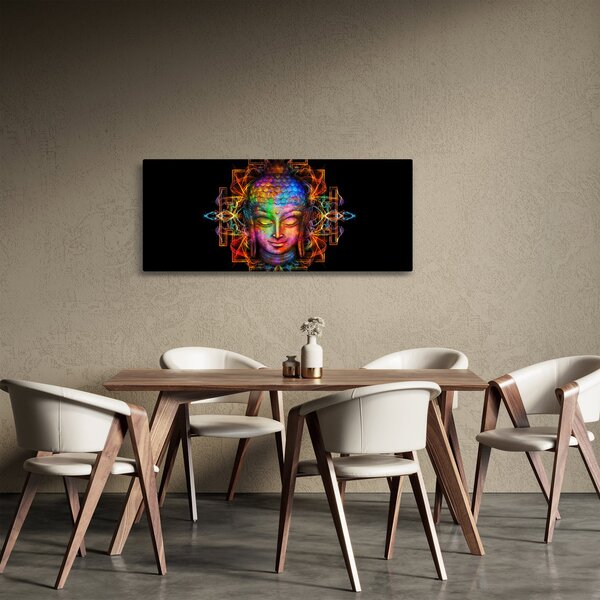 Tablou - Bustul lui Buddha în culori neon (120x50 cm)