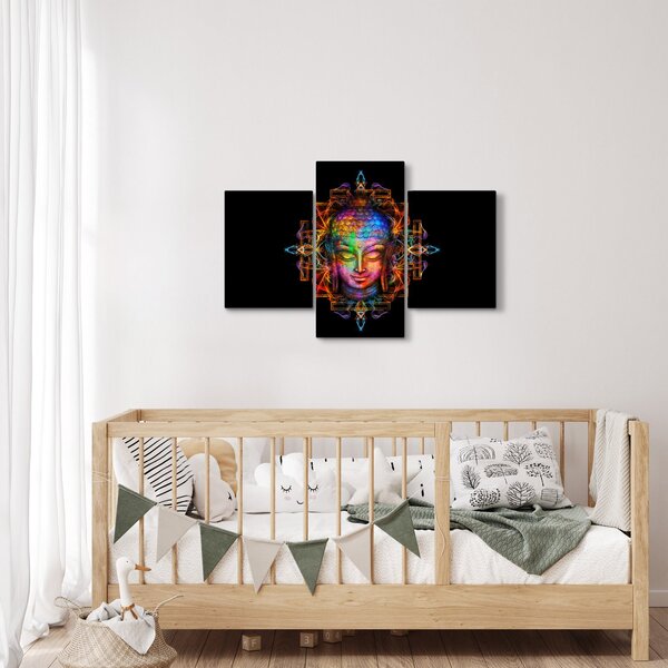 Tablou - Bustul lui Buddha în culori neon (90x60 cm)