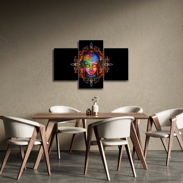 Tablou - Bustul lui Buddha în culori neon (90x60 cm)