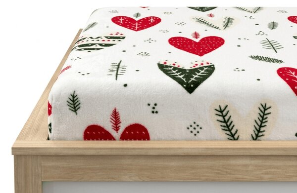 Cearsaf Cocolino microplus cu elastic WINTER HEARTS 90x200 cm colorat