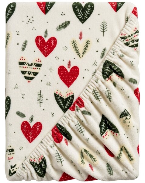 Cearsaf Cocolino microplus cu elastic WINTER HEARTS 90x200 cm colorat