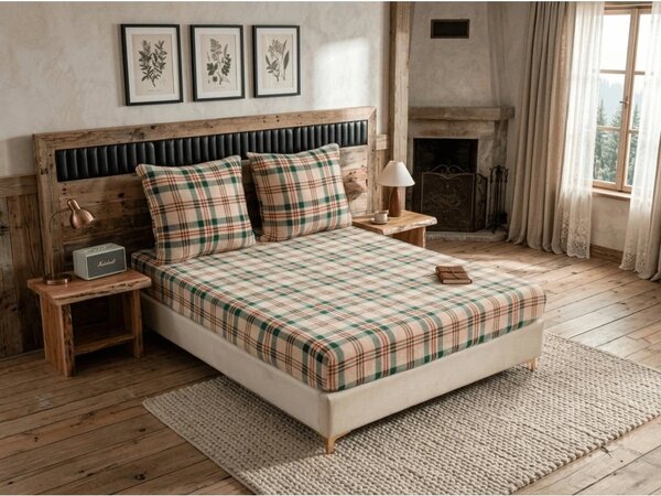 Cearsaf Cocolino microplus cu elastic WINTER PLAID 90x200 cm colorat