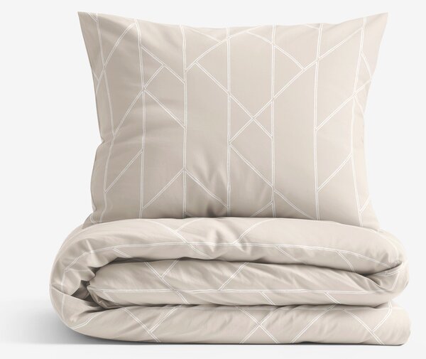 Goldea lenjerie de pat 100% bumbac - linii geometrice pe latte 140 x 200 și 50 x 70 cm