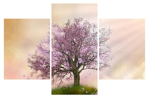 Tablou - Copacul înflorit în deal (90x60 cm)