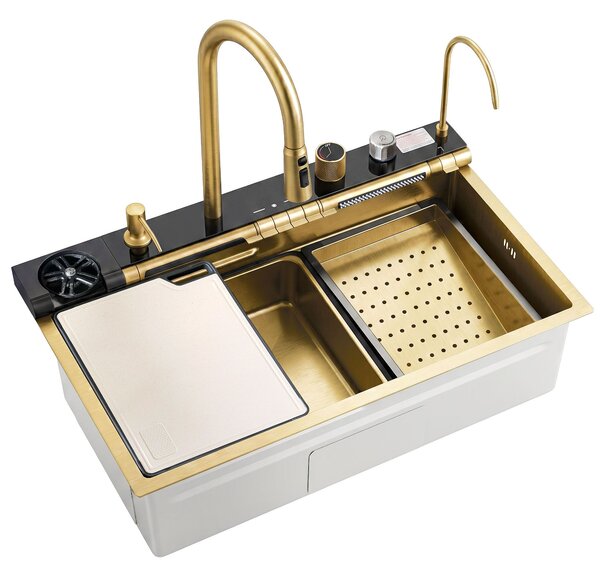 Rea, Chiuvetă multifuncțională din oțel 10 în 1 REA Alonzo Brush Gold, ZLE-06419