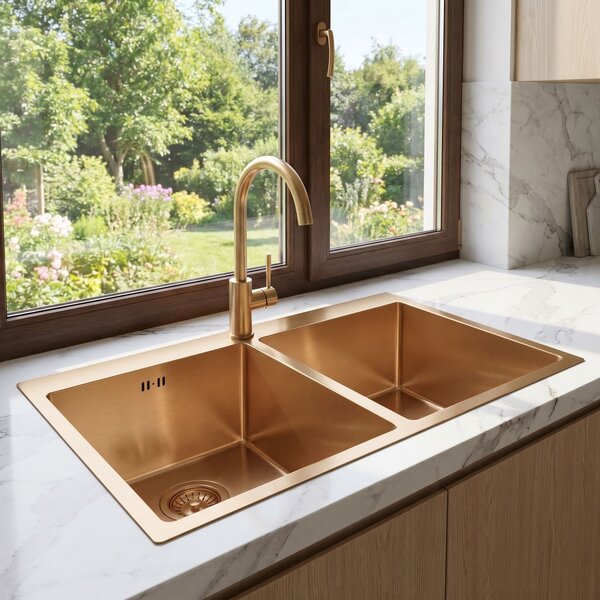 Lavoar din oțel Joel BRUSH COPPER, ZLE-06412, Rea