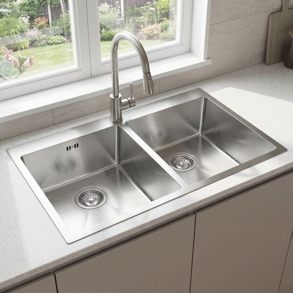 Chiuvetă Rea Joel, din oțel inoxidabil cu 1 compartiment, 830x550x225 mm, oțel periat, ZLE-06413