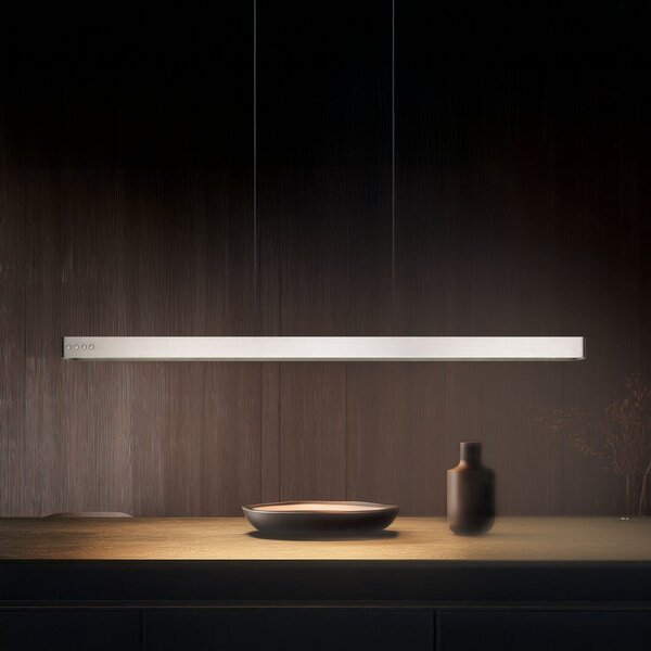 Trio Lighting Lampă suspendată LED Donegal, culoare nichel, lungime 150 cm, CCT, reglabil, Metalic, Camera de zi / sufragerie, Metal, Modern