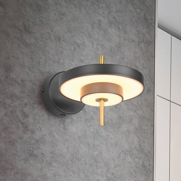 Trio Lighting Aplică LED Keaton, negru/auriu Ø 20 cm Metal, CCT, reglabil, Negru, Camera de zi / sufragerie, Metal