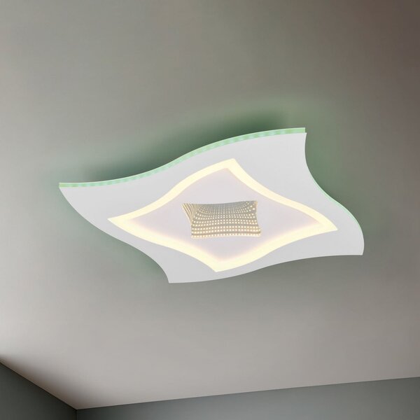 Trio Lighting Plafonieră LED Klint, lungime 50 cm, alb mat, metal RGBW, reglabil, Alb, Camera de zi / sufragerie, Metal, Modern