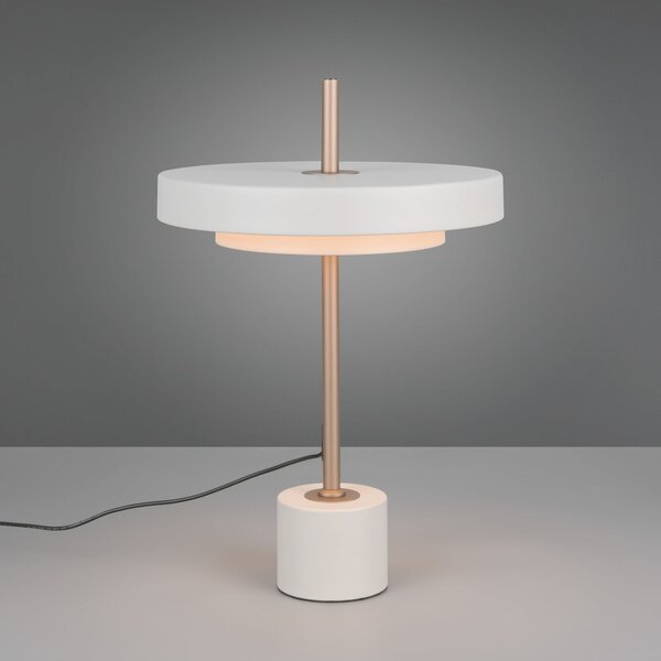 Trio Lighting Lampa de masă LED Keaton, gri deschis, înălțime 45 cm, metal, CCT, reglabil, Gri, Camera de zi / sufragerie, Metal