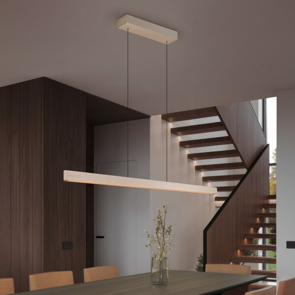 Trio Lighting Lampă suspendată LED Donegal, culoare bej, lungime 150 cm, CCT, reglabil, Bej, Camera de zi / sufragerie, Metal, Modern