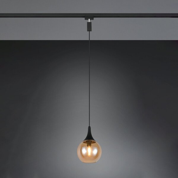 Trio Lighting Lampă suspendată pe șină Lumina pentru DUOline, culoare chihlimbar, reglabil, Bej, Camera de zi / sufragerie, Sticlă, Modern