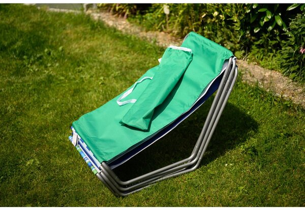 Set de 2 sezlonguri pliante pentru plaja SAND, dungi gri