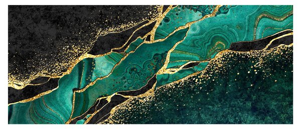 Tablou - Marmorat, petrol-auriu (120x50 cm)