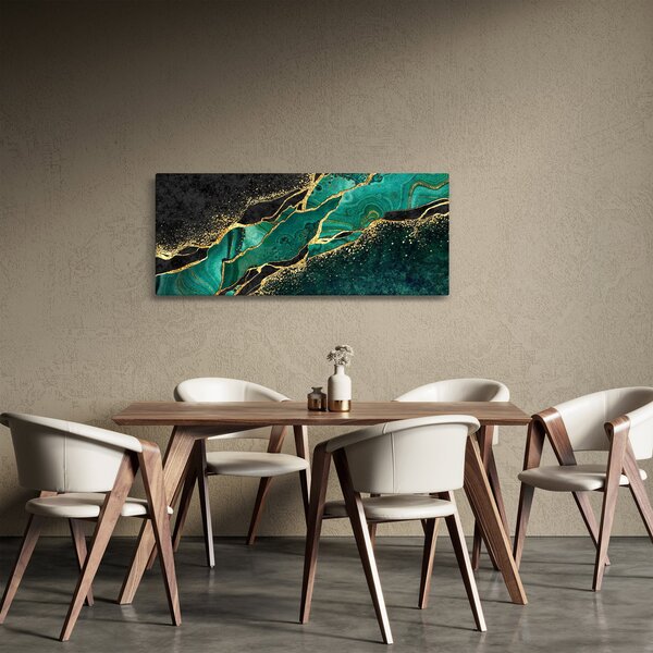 Tablou - Marmorat, petrol-auriu (120x50 cm)