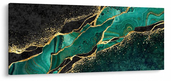 Tablou - Marmorat, petrol-auriu (120x50 cm)