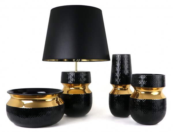 Set 1 Lampa cu 2 Vaze si 1 Bol DALLAS, ceramica, 26 37 26 14 cm