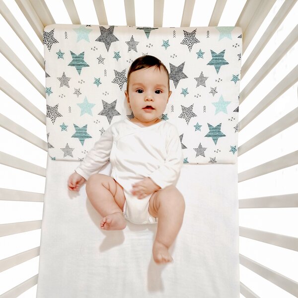 Perna antireflux cu husa detasabila bumbac 40x59 cm Kidizi All Mint Stars