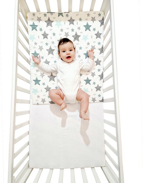 Perna antireflux XXL cu husa detasabila din bumbac 70x58 cm Kidizi All Mint Stars