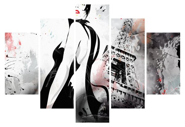 Tablou - Doamna și Turnul Eiffel (150x105 cm)
