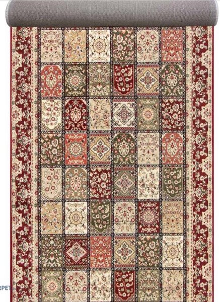Model Timbre 1518 120, Traversa Hol festonata, Latime 120 cm, Rosu Rosu, Dreptunghi, 120 x 300