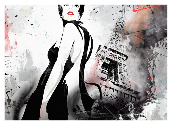 Tablou - Doamna și Turnul Eiffel (70x50 cm)