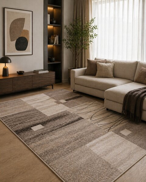 Covor Living Dormitor, Model Mira 24120 120 , Dreptunghiular, Bej Maro Dreptunghi, 160x230