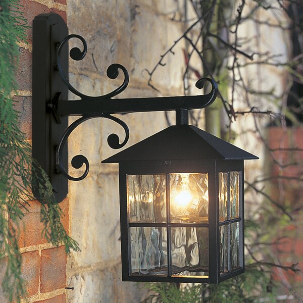 Elstead Aplică de exterior Winchester BL19, negru/transparent, IP43, sticlă, Negru, Metal, Felinar