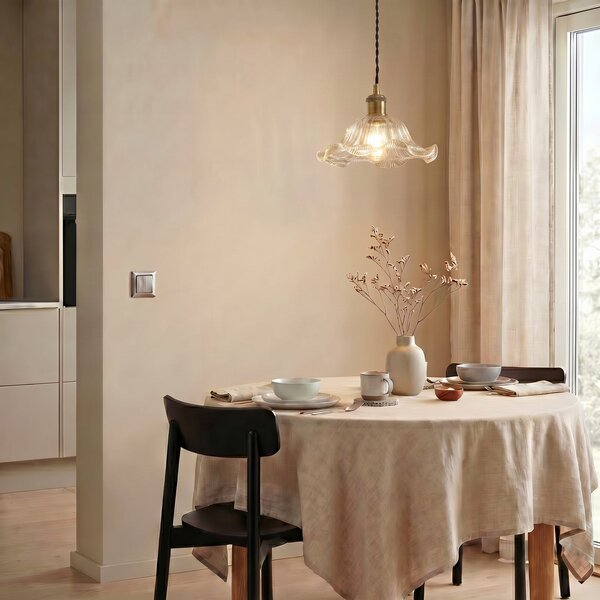 Lustră Pendul Lindby, Ludowika, reglabil, Transparent, Sala de mese, Sticlă, Antichitate