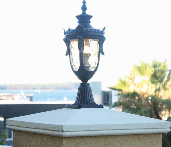 Elstead Lampă cu soclu Philadelphia, bronz/chihlimbar, 54 cm, IP43, Bej, Sticlă, Casă de țară / Rustic