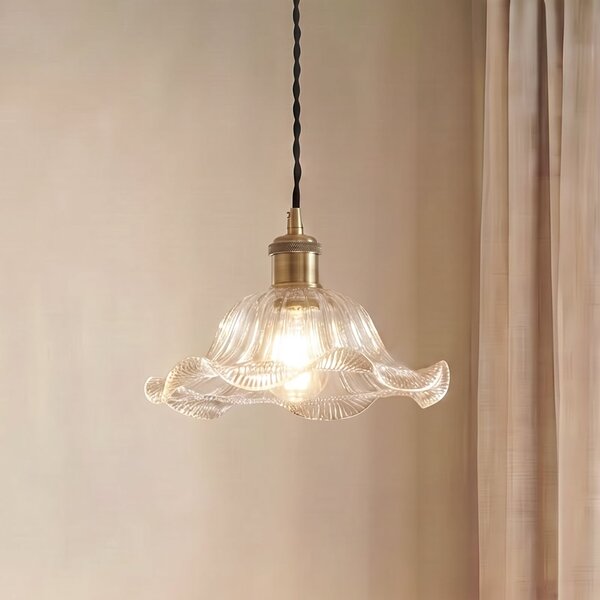 Lindby Lampă suspendată Ludowika, transparentă, sticlă, Ø25cm, E27, reglabil, Transparent, Camera de zi / sufragerie, Sticlă, Antichitate