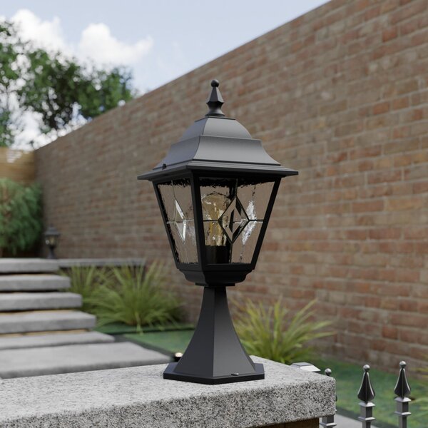 Elstead Lampă cu soclu Norfolk, negru/transparent, sticlă conținut de plumb, IP43, Negru, Metal