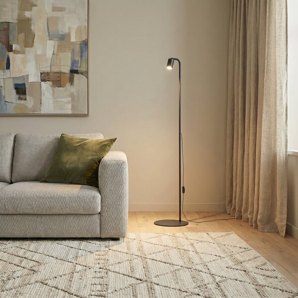 TK Lighting Lampadar Nex, negru, metal, înălțime 140 cm, GU10, Negru, Camera de zi / sufragerie, Metal