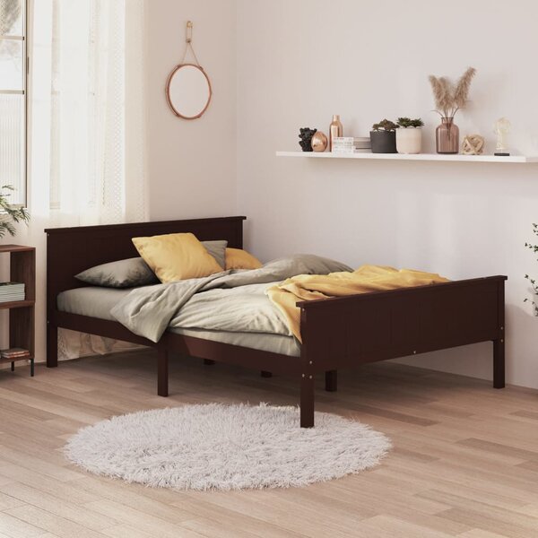 Cadru de pat, maro închis, 120x200 cm, lemn masiv de pin
