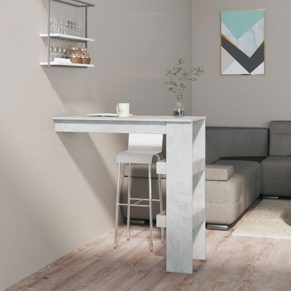 Masă de bar de perete gri beton 102x45x103,5 cm lemn prelucrat