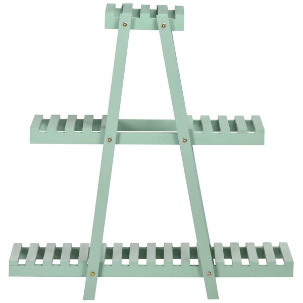 Outsunny Suport Plante Lemn de Brad 3 Nivele Verde Deschis pentru Interior Exterior 76x26x76cm | Aosom Romania