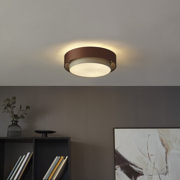 Plafonieră modernă bronz închis cu taupe 50cm 3 lumini - Drum Duo