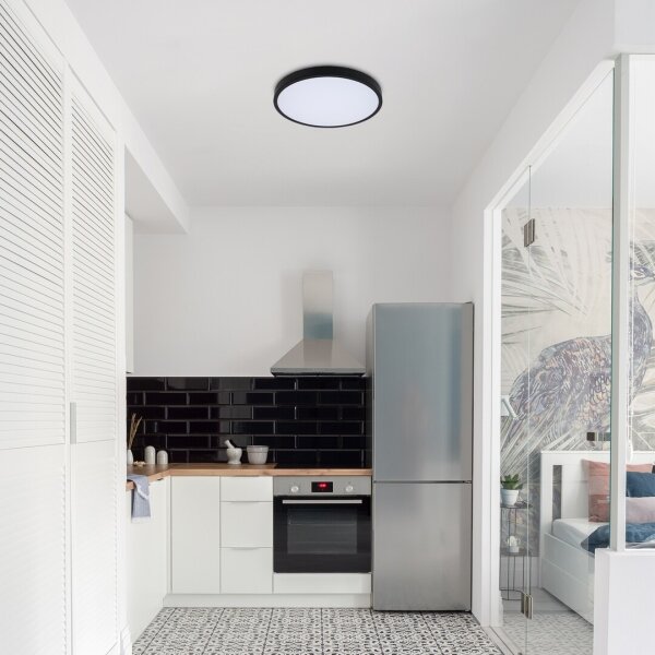 Plafonieră LED dimabilă pentru baie Rabalux 71438 ALENZO LED/24W/230V IP44 negru + telecomandă