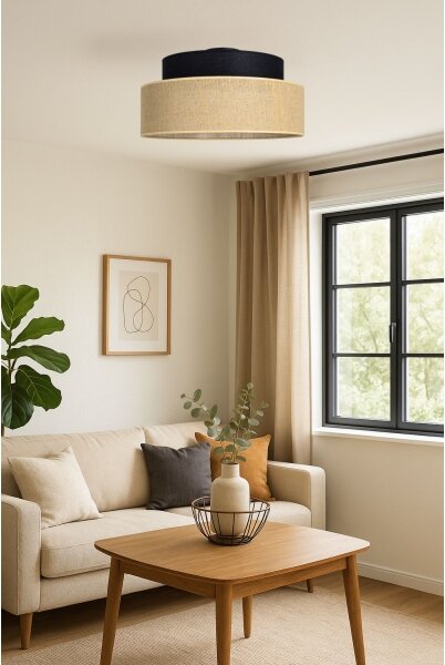 Plafonieră BOHO 1xE27/60W/230V negru/bej